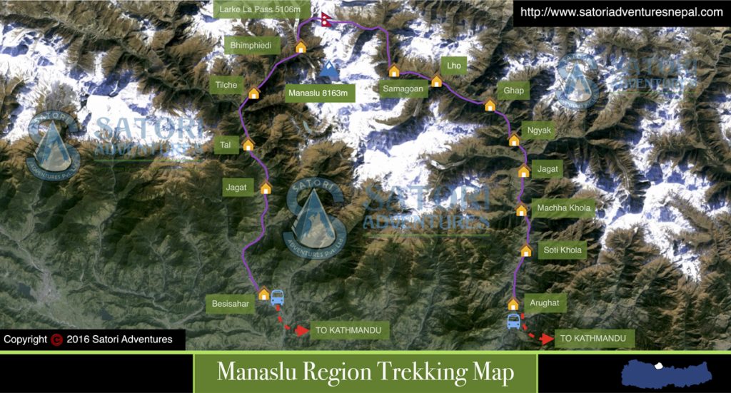 manaslu trek map, manaslu circuit trekking map, manaslu expedition map, manaslu trekking region, manaslu trekking route map, Manaslu Circuit trekking Difficulty