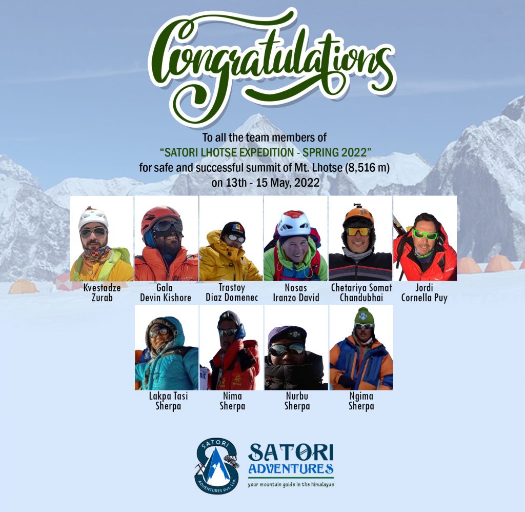 Satori Lhotse Expedition Summit 2022